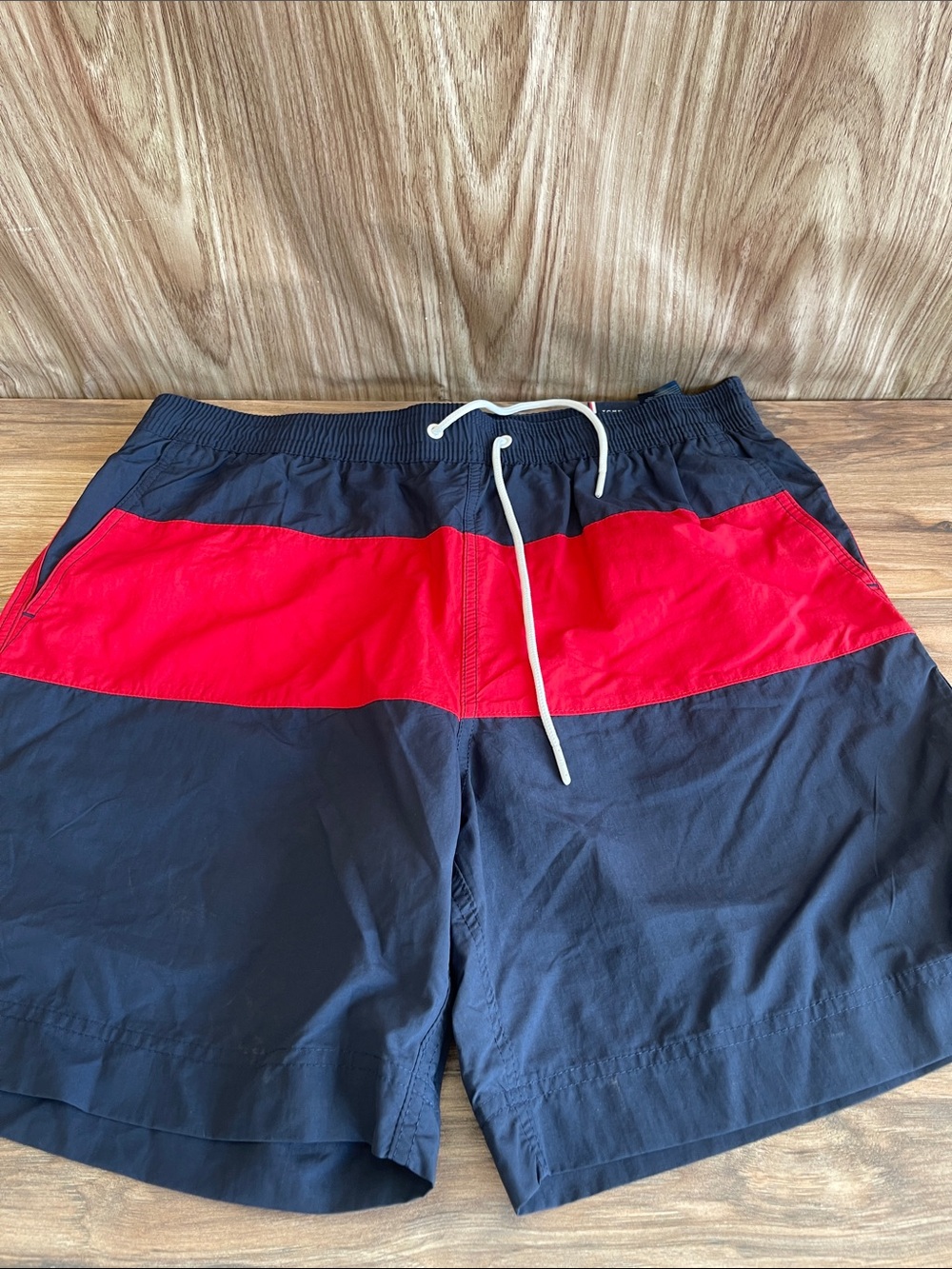 NWT Tommy Hilfiger Navy and Red Colorblock Swim Trunks size XL